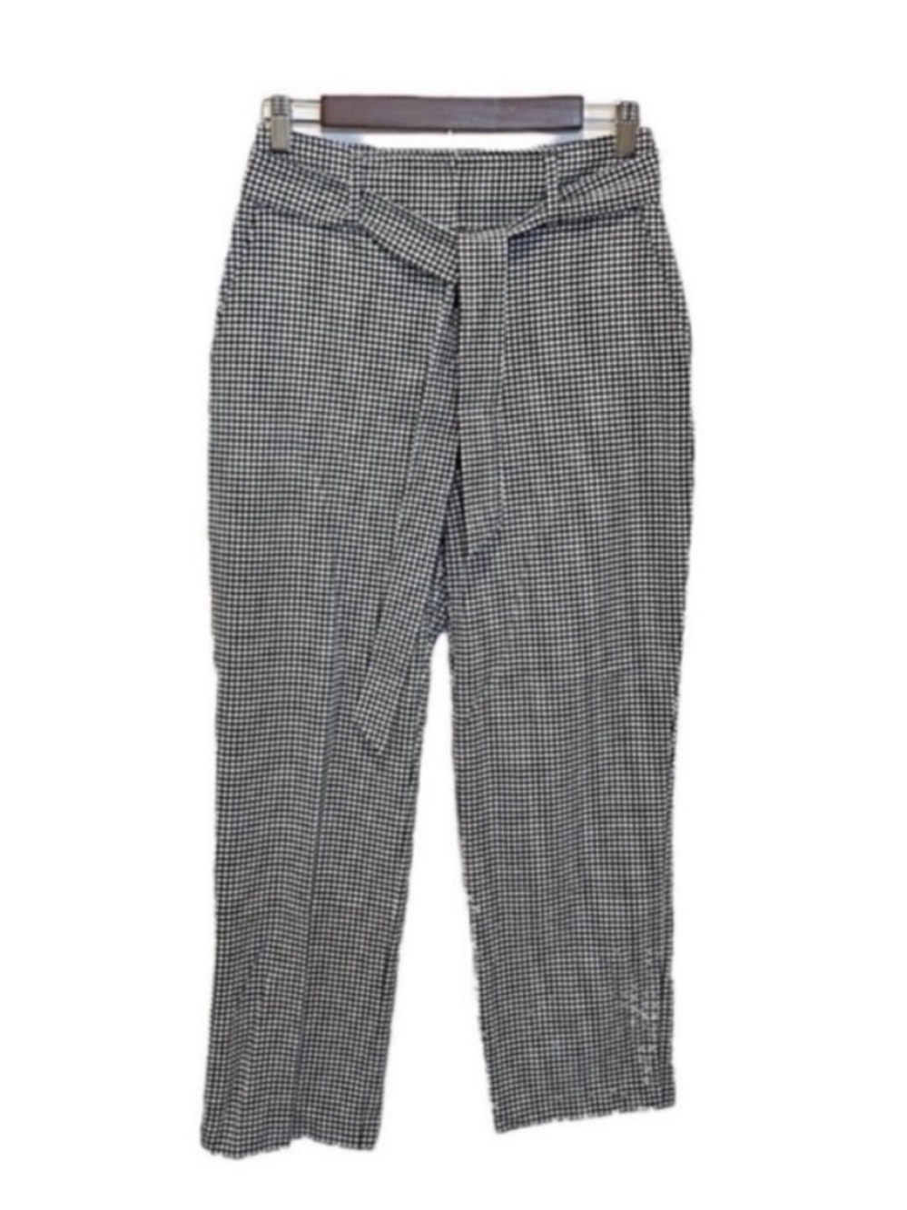 Joie Montgomery Belted Pants Size 2 Shephard's Check Black and White Work